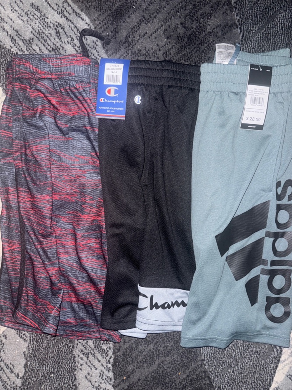 Boys Athletic Shorts Bundle - Adidas, Champion & Members Mark 14-16